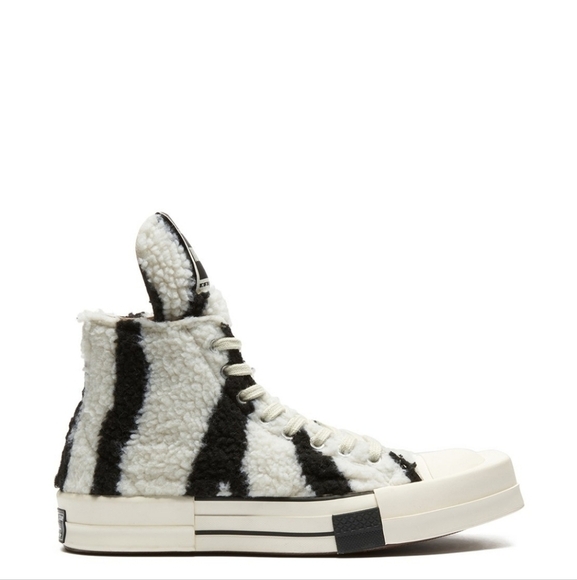 Rick Owens DRKSHDW TURBODRK Chuck 70s high zebra sneaker 9 - Picture 2 of 12